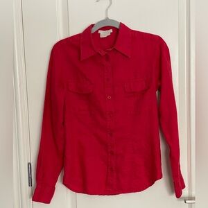 Zara Woman Fitted 100% Linen Utility Button-Down Shirt - Small